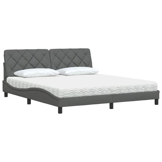 Bed met matras stof donkergrijs 180x200 cm