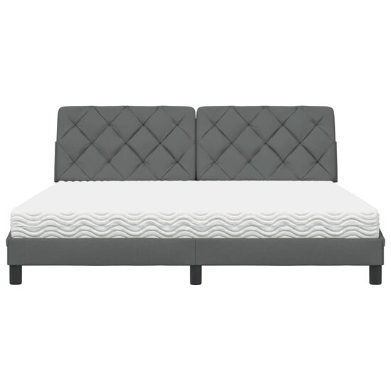 Bed met matras stof donkergrijs 180x200 cm