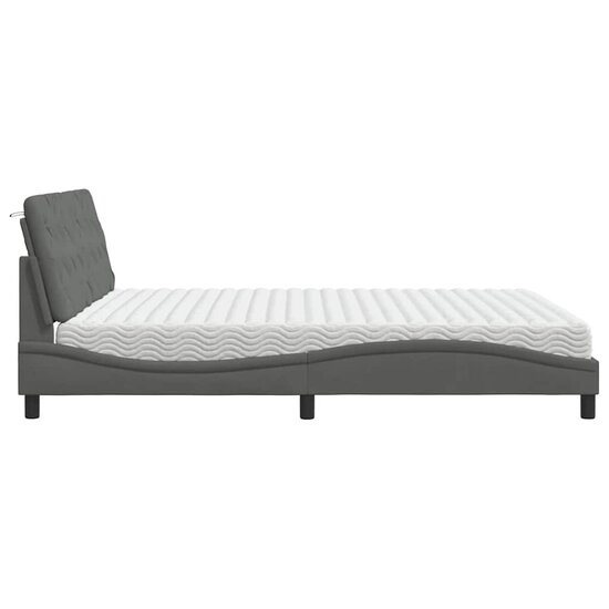 Bed met matras stof donkergrijs 180x200 cm