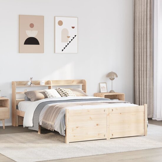 Bedframe Met Hoofdbord Massief Grenenhout 160 x 200 cm Bruin