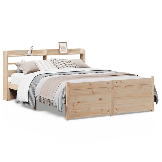 Bedframe Met Hoofdbord Massief Grenenhout 160 x 200 cm Bruin
