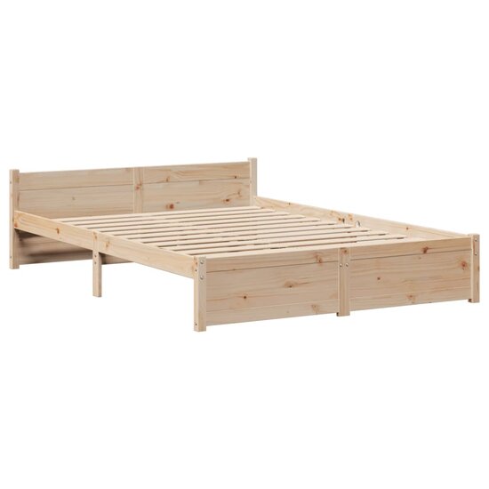 Bedframe Met Hoofdbord Massief Grenenhout 160 x 200 cm Bruin