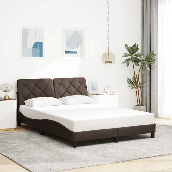 Bedframe Zonder Matras Stof 120 x 200 cm Donkerbruin