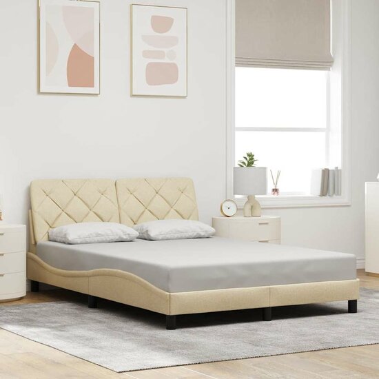 Bedframe Zonder Matras Stof Kleurig 120 x 200 cm Cr&egrave;me