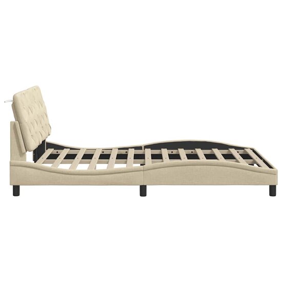 Bedframe Zonder Matras Stof Kleurig 120 x 200 cm Cr&egrave;me