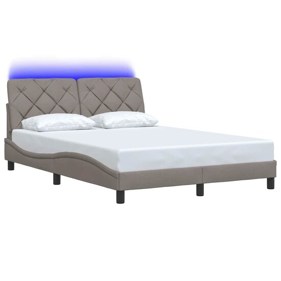 Bedframe Met Led Zonder Matras Stof 120 x 200 cm Taupe