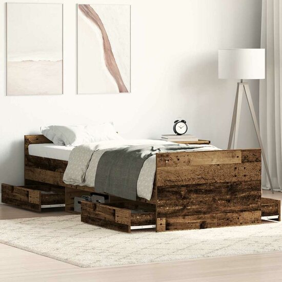 Bedframe Zonder Matras Bewerkt Hout 100 x 200 cm Oud hout