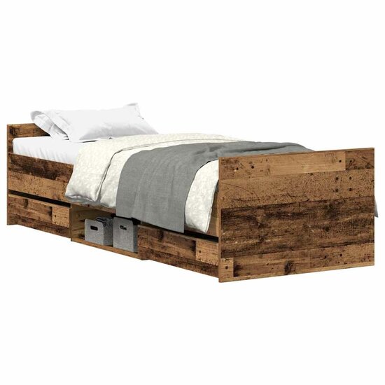 Bedframe Zonder Matras Bewerkt Hout 100 x 200 cm Oud hout
