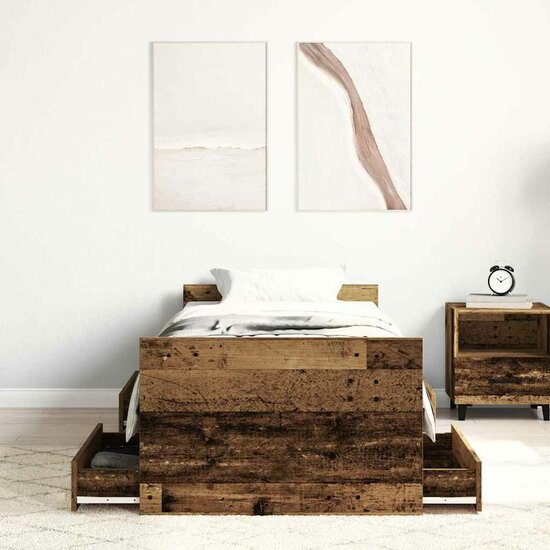 Bedframe Zonder Matras Bewerkt Hout 100 x 200 cm Oud hout