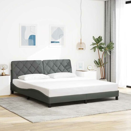 Bedframe Zonder Matras Stof 180 x 200 cm Donkergrijs