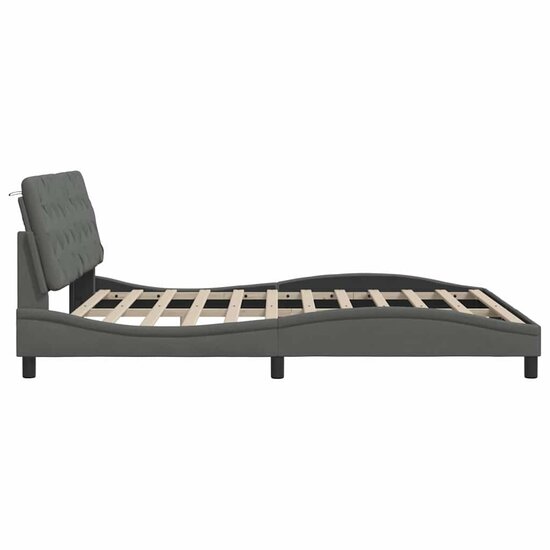 Bedframe Zonder Matras Stof 180 x 200 cm Donkergrijs