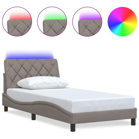 Bedframe Met Led Zonder Matras Stof 100 x 200 cm Taupe