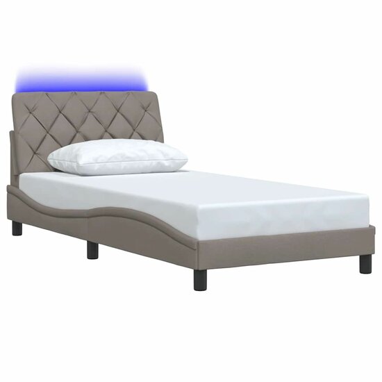 Bedframe Met Led Zonder Matras Stof 100 x 200 cm Taupe