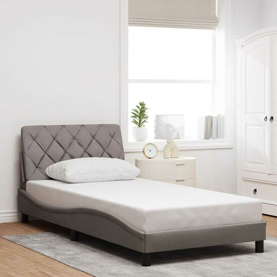 Bedframe Met Led Zonder Matras Stof 100 x 200 cm Taupe