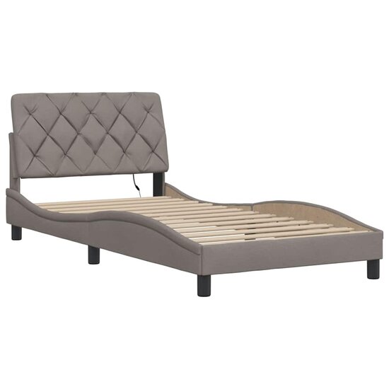 Bedframe Met Led Zonder Matras Stof 100 x 200 cm Taupe