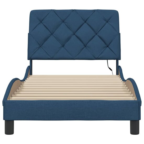 Bedframe Met Led Zonder Matras Stof 90 x 200 cm Blauw
