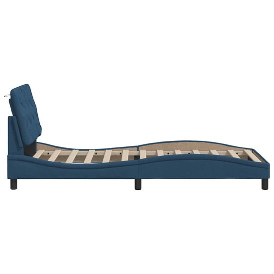 Bedframe Met Led Zonder Matras Stof 90 x 200 cm Blauw