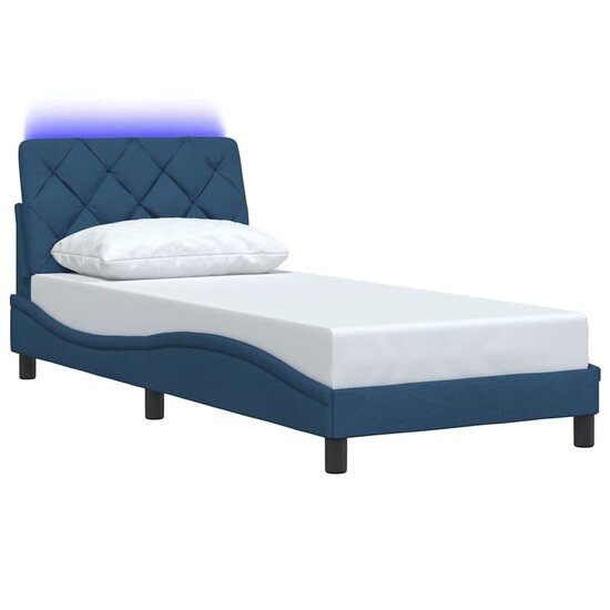 Bedframe Met Led Zonder Matras Stof 80 x 200 cm Blauw