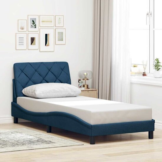 Bedframe Met Led Zonder Matras Stof 80 x 200 cm Blauw