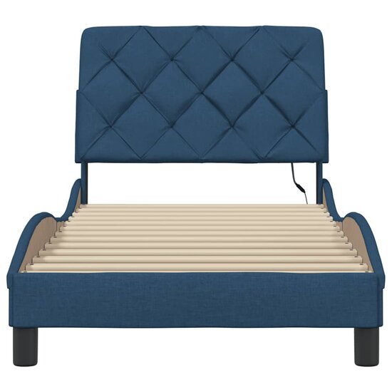 Bedframe Met Led Zonder Matras Stof 80 x 200 cm Blauw