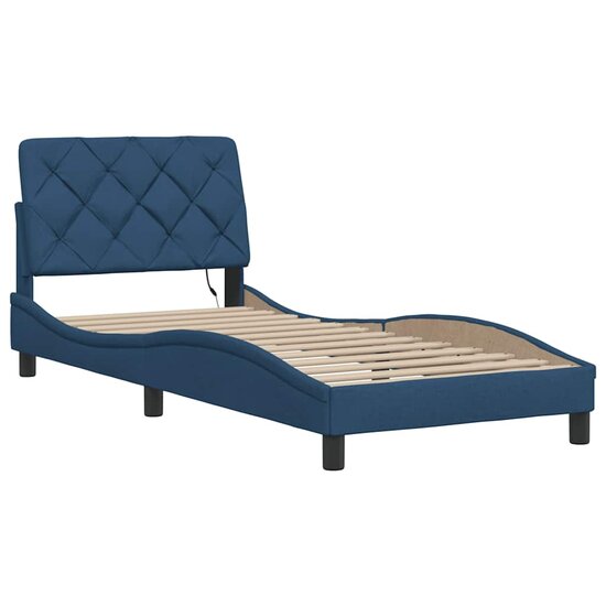 Bedframe Met Led Zonder Matras Stof 80 x 200 cm Blauw