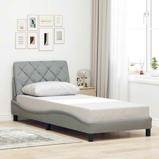 Bedframe Zonder Matras Stof 80 x 200 cm Lichtgrijs