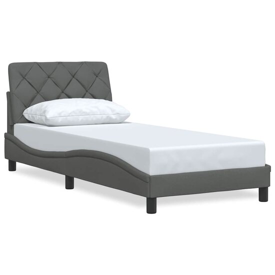 Bedframe Zonder Matras Stof 90 x 190 cm Donkergrijs