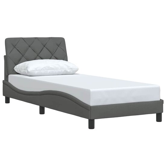 Bedframe Zonder Matras Stof 90 x 190 cm Donkergrijs