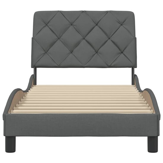 Bedframe Zonder Matras Stof 90 x 190 cm Donkergrijs