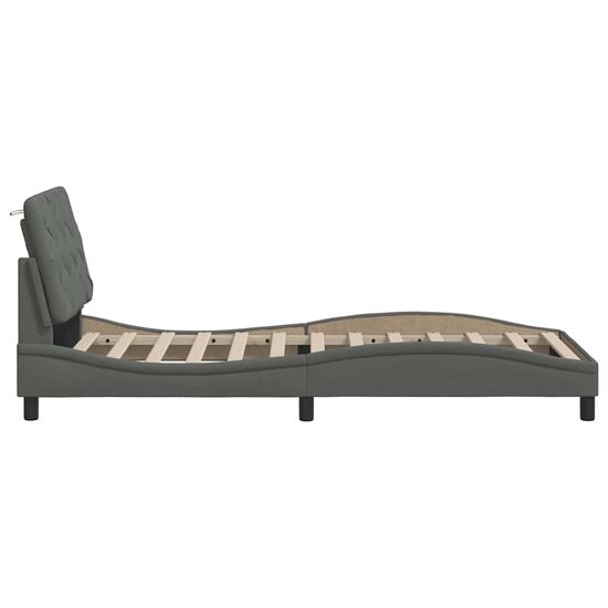 Bedframe Zonder Matras Stof 90 x 190 cm Donkergrijs