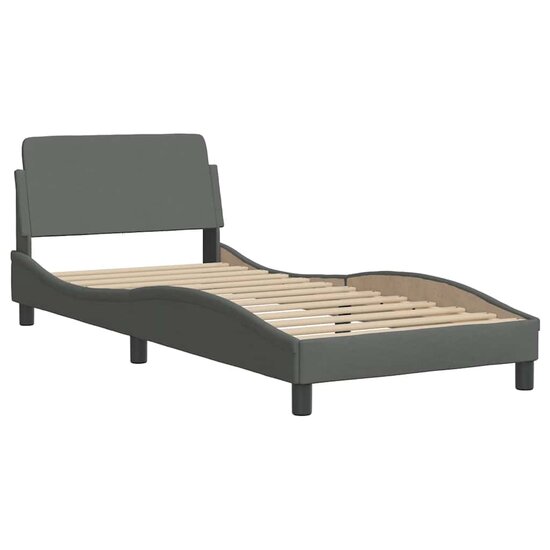 Bedframe Met Led Zonder Matras Stof 90 x 190 cm Donkergrijs