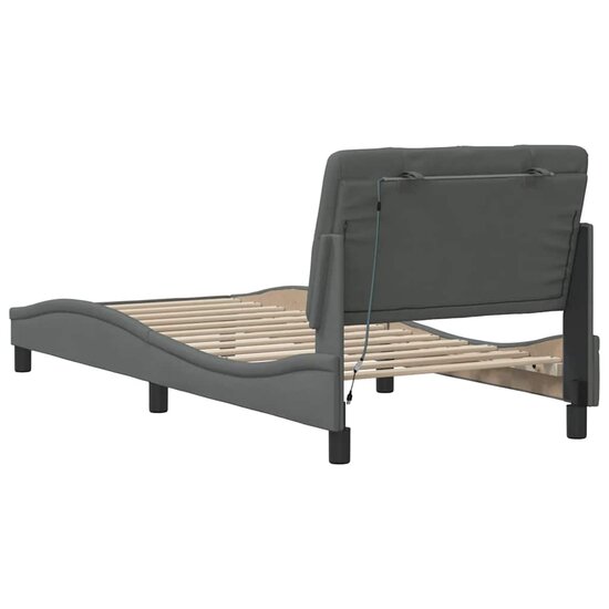 Bedframe Met Led Zonder Matras Stof 90 x 190 cm Donkergrijs