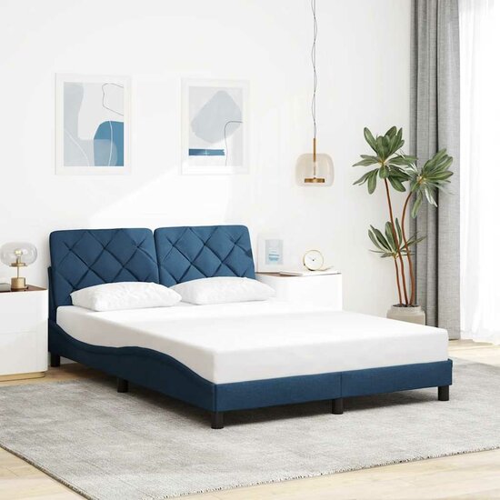Bedframe Zonder Matras Stof 140 x 190 cm Blauw