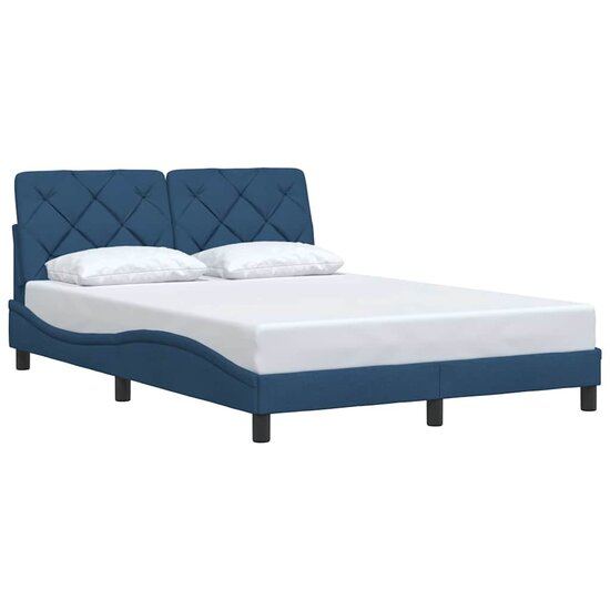 Bedframe Zonder Matras Stof 140 x 190 cm Blauw