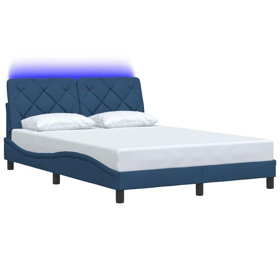 Bedframe Met Led Zonder Matras Stof 140 x 200 cm Blauw