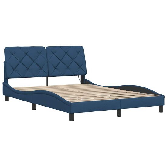 Bedframe Met Led Zonder Matras Stof 140 x 200 cm Blauw