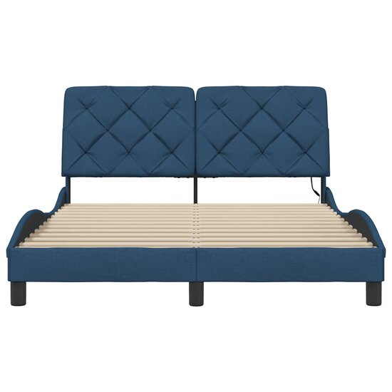 Bedframe Met Led Zonder Matras Stof 140 x 200 cm Blauw