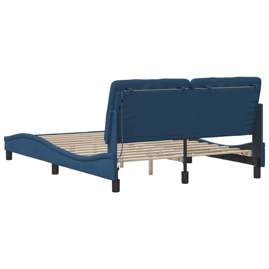 Bedframe Met Led Zonder Matras Stof 140 x 200 cm Blauw