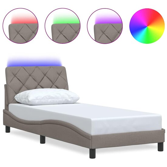 Bedframe Met Led Zonder Matras Stof 90 x 190 cm Taupe