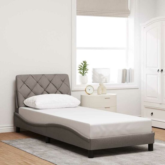 Bedframe Met Led Zonder Matras Stof 90 x 190 cm Taupe