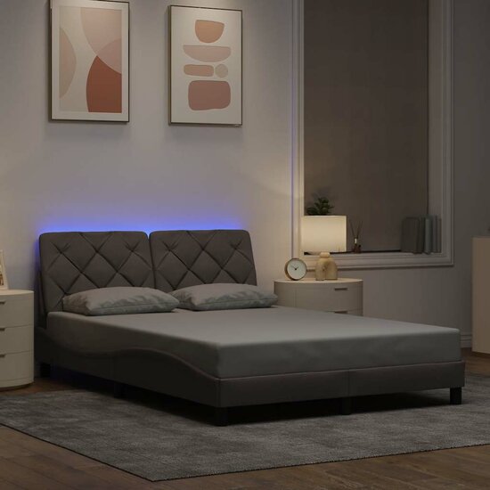 Bedframe Met Led Zonder Matras Stof 140 x 200 cm Taupe