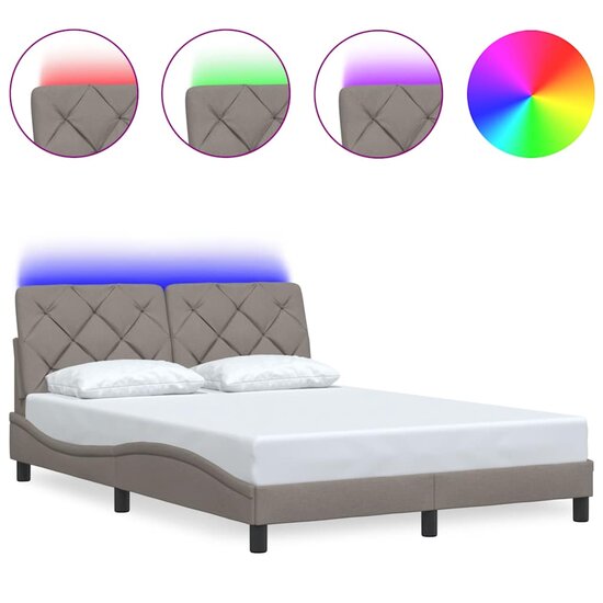 Bedframe Met Led Zonder Matras Stof 140 x 200 cm Taupe