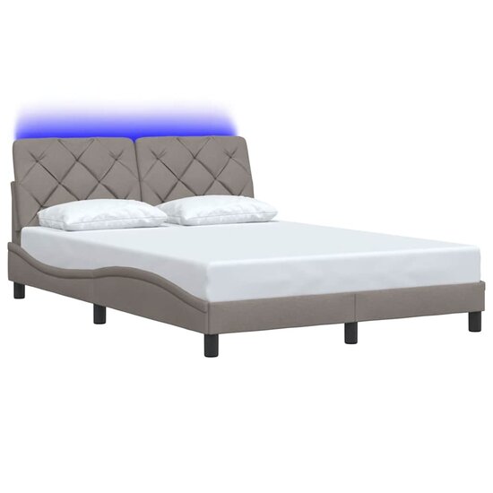 Bedframe Met Led Zonder Matras Stof 140 x 200 cm Taupe