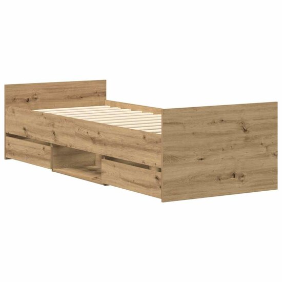 Bedframe Zonder Matras Spaanplaat 90 x 200 cm artisanaal eikenkleurig
