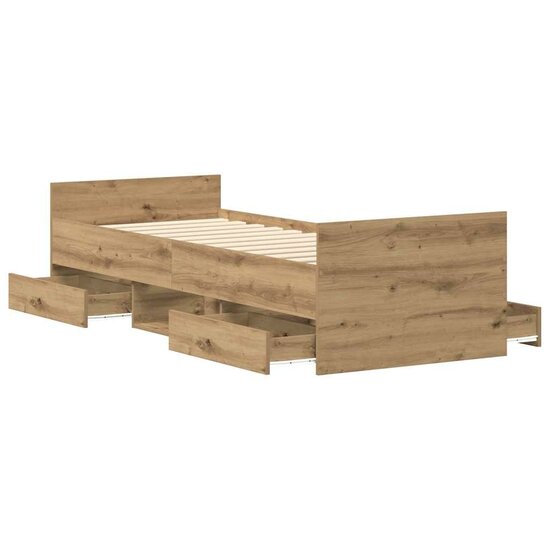 Bedframe Zonder Matras Spaanplaat 90 x 200 cm artisanaal eikenkleurig