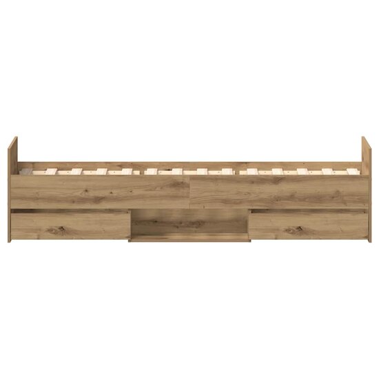 Bedframe Zonder Matras Spaanplaat 90 x 200 cm artisanaal eikenkleurig