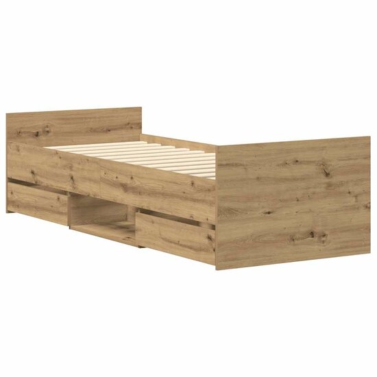 Bedframe Zonder Matras Spaanplaat 90 x 200 cm artisanaal eikenkleurig