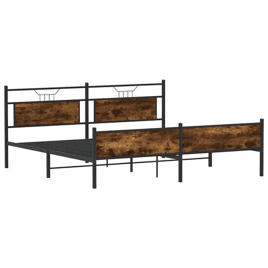 Bedframe Zonder Matras Metaal Kleurig 200 x 200 cm Gerookt eiken