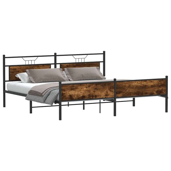 Bedframe Zonder Matras Metaal Kleurig 200 x 200 cm Gerookt eiken