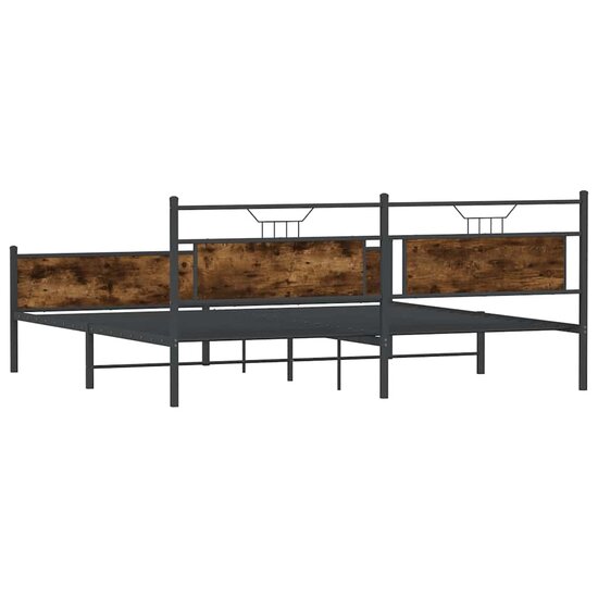 Bedframe Zonder Matras Metaal Kleurig 200 x 200 cm Gerookt eiken